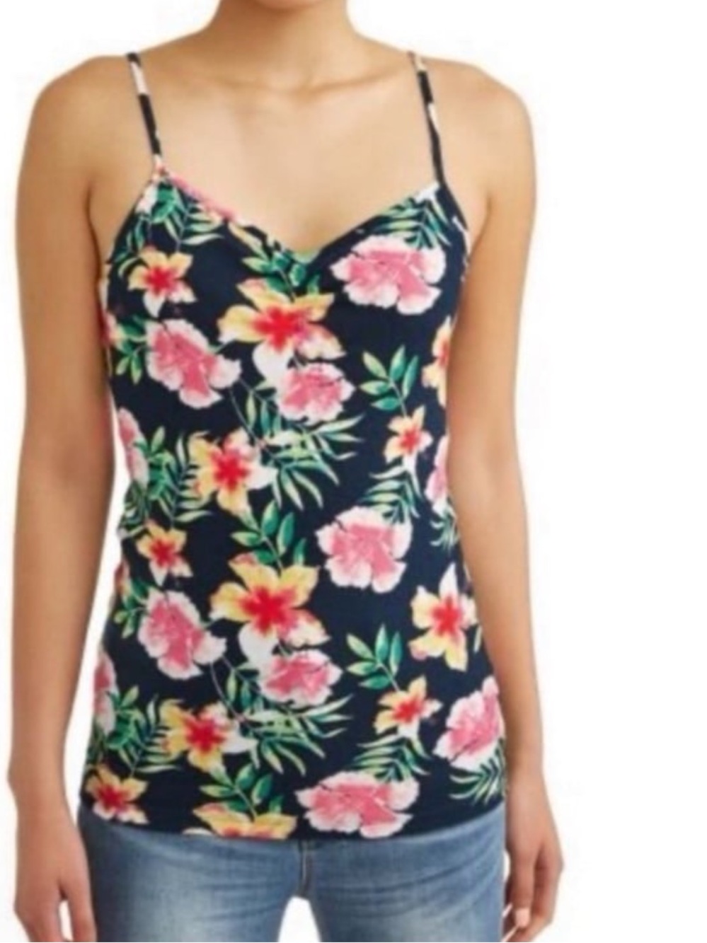 No Boundaries Navy Floral Spaghetti-Strap Tank